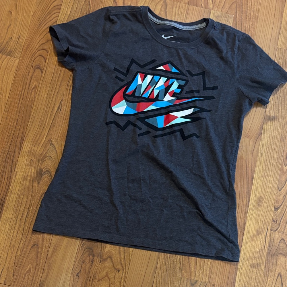 Nike Charcoal Tee with Red and Blue Graphic